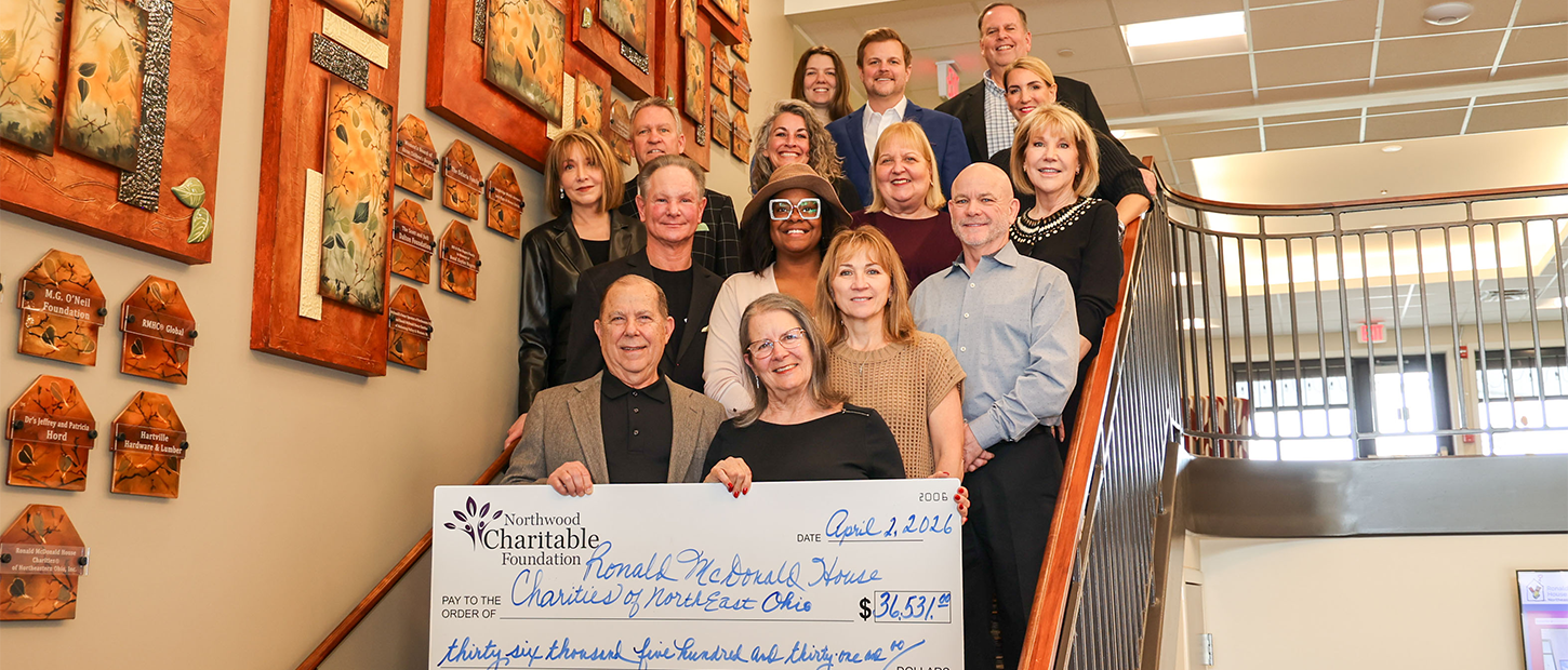 Supporters present an oversized cheque for $36,531 from the Northwood Charitable Foundation to Ronald McDonald House Charities of NorthEast Ohio