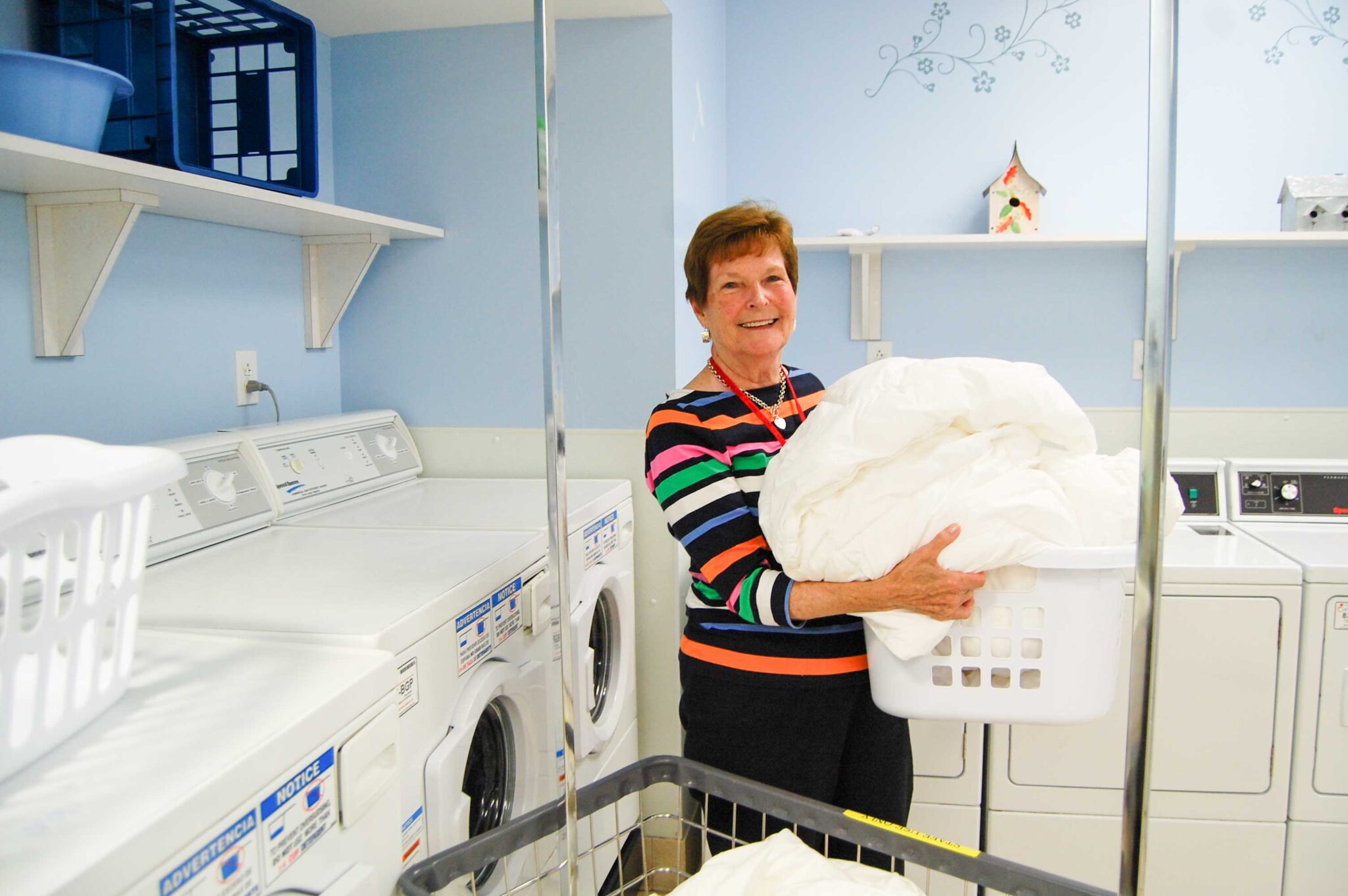 Barb Fisher doing laundry