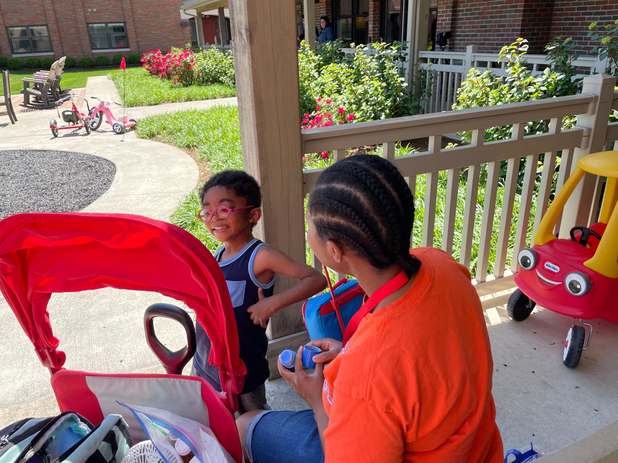 LJ playing with another person at Akron RMH