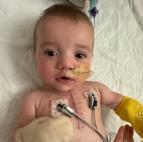 little boy after heart surgery.