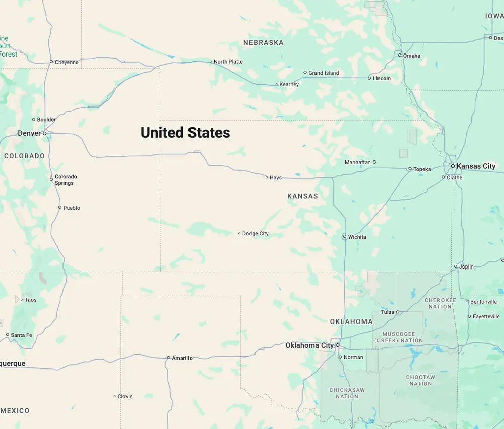 Map of the central United States